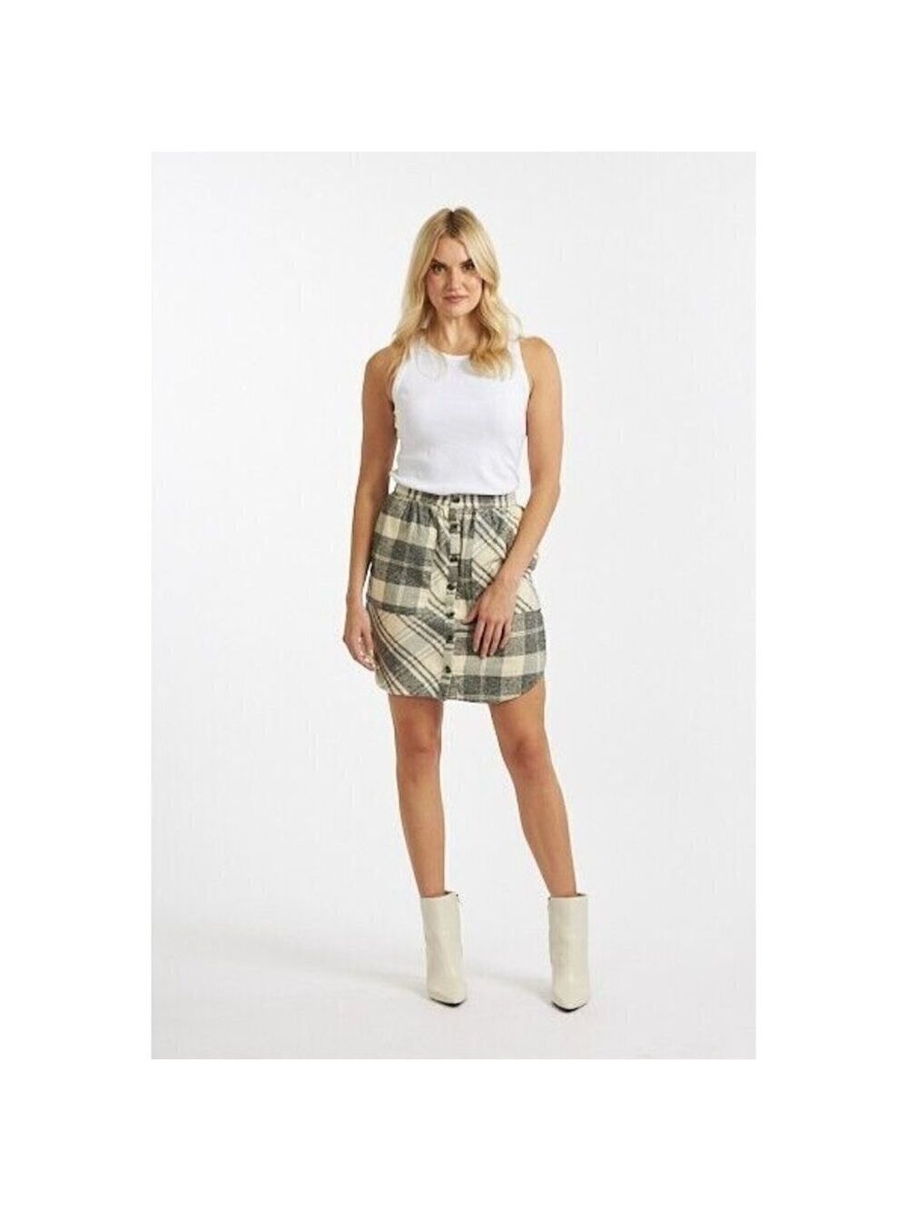 French Connection NEW women "arla" patched flannel skirt sz 10 BNWT